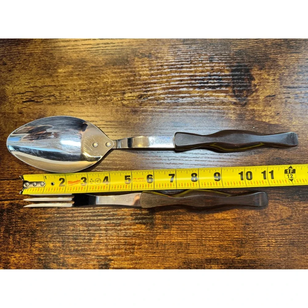 Cutco Vintage Serving Set 1726 KH 17 KG Brown Marble Handle Spoon Fork USA
